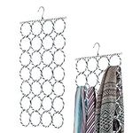 Flexzion Scarf Hanger Holder - 28 Count Circles (2 Pack) Ring Slots Multifunctional Hanging Rack, Home Organizer, for Socks Scarf Ties Belt Mufflers Shawl/Door Closet Organization (Color May Vary)