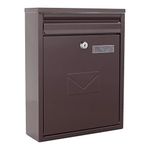 Rottner Como letter box, brown, cylinder lock with 2 keys, WxHxD 250x320x85mm, mounting kit included, name plate