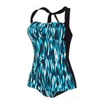 Speedo Women's Printed Crystalsun One Piece Swimwear - Nordic Teal & Black