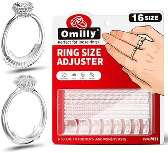Omilly Ring Sizer Adjuster for Loose Rings - 16 Sizes, 2 Styles (Ring Spacers & Spiral), Invisible Ring Guards, Jewelry Fitter Resizer for Women & Men, Solve Ring Looseness (Transparent, Easy to Use)