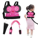 Lehoo Castle Toddler Reins Girls, 4 in 1 Baby Reins Walking Harness Minnie, Reins for Toddlers Girls with Anti Lost Wrist Link, Toddler Safety Harness for Walking 18 Months+