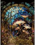 Stained Glass Paint by Numbers for Adults-Mushroom Painting by Number Kits On Canvas,Landscape Craft Art Painting Kit Acrylic Pigment Drawing Paintwork for Gift Home Wall Decor(12x16inch,Frameless)