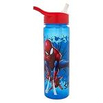 Marvel Spider-man Graffiti Water Bottle Flip Up Straw 600ml – Official Merchandise by Polar Gear – Kids Reusable Non Spill - BPA Free - Recyclable Plastic - Ideal For School Nursery Sports Picnic