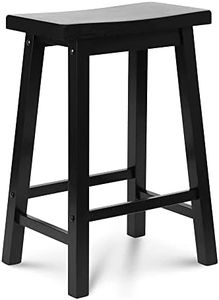 PJ Wood 24-Inch Saddle Seat Kitchen Counter Stool with Foot Plate - Black