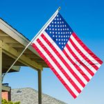 Flag Pole Kit 6 Ft Flagpole and Embroidered American Flag by Grace Alley - Stars & Sewn Stripes, Brushed Silver Aluminum Rust Free & Tangle Free Wind Resistant Pole and Multi-Position Bracket