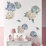 decalmile Peony Flower Wall Stickers Romantic Floral Wall Decals Girls Bedroom Living Room Wall Art Home Decor