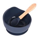 Earthism Silicone Suction Small Bowl Set with Spoon for Baby Kids and Toddler- 2 Pc Feeding Set- Blue