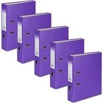 OFFICE CENTRE 5 x Purple A4 75mm Strong Premium Business Lever Arch Files Folders Metal Binder Bar Ring Document