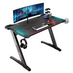 Eureka Ergonomic Z1-S Gaming Desk 44.5" Z Shaped Office PC Computer Gaming Desk Gamer Tables Pro with LED Lights Controller Stand Cup Holder Headphone Hook Free Mousepad for Men Boyfriend Female Gift