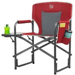 TIMBER RIDGE Lightweight Oversized Camping Chair, Portable Aluminum Directors Chair with Side Table for Outdoor Camping, Lawn, Picnic and Fishing, Supports 400lbs (Red)