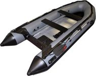 Seamax Upgraded Ocean38012.5 Ft Heavy-Duty Inflatable Boat with 24mm Al Floor, Hot Welded 4 Layers Overlapped Chamber Seam Super Solid, Aluminum Floor, 5 Main Chambers & Inflatable Keel (Dark Gray)