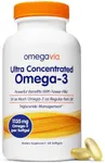 OmegaVia Ultra Concentrated Omega 3 Fish Oil Burpless, 60 Softgels, Triple Strength Omega 3 Fish Oil Supplements, 1135 mg Pure Omega3, No Fishy Burps, High EPA DHA DPA, IFOS 5-Star