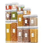 Vtopmart Airtight Food Storage Containers, 14 Pieces BPA Free Plastic Cereal Containers with Easy Lock Lids, for Kitchen Pantry Organization and Storage