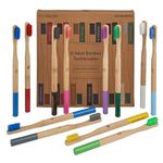 EcoSlurps 12 Bamboo Toothbrushes -One Year Supply with Each Toothbrush Box Labeled On Internal Boxes - Award Winning Multi Family Colour Adult Toothbrush Multipack soft medium (12 Adult, Multicoloured)