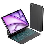 HOU Keyboard Case for iPad Air 13 inch 2024 (M2), 7 Color Backlit, Click-Anywhere Trackpad, 135° Magnetic Stand, iPad Pro 12.9 Inch (6th, 5th, 4th, 3rd) Case with Keyboard, Black