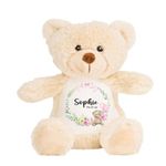 Crafted Memories® - Personalised Teddy Bear | Customisable Plush Soft Toy | Baby Name Teddy | Cuddly Toy for Girls and Boys | Baby Shower, Christening, Baptism, Birthday, Easter, Christmas (Wreath)