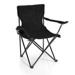 BigDean Folding Chair Black Camping Chair Fishing Chair with Drink Holder and Carry Bag - Folding Fishing Chair Garden Chair Folding Chair Relaxing Chair Fishing Chair Foldable