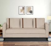 Adorn India Wood Chandler Plus 3 Seater Sofa (Beige), 3-Person Sofa