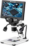 LCD Digital Microscope,1200X 12MP Photo/Video Zoom Coin Magnifier for Adults Soldering Electronics Repair Coins,Metal Stand,Flexible LED Lights,PC View with 7" HD Screen