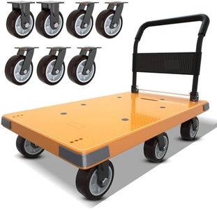 WUD Push Cart, Folding Mobile Platform Trolley,Thickened and Reinforced, 360° Swivel Wheels,47.2 “L x 27.5 ”W, 1764 lb. Yellow Dolly cart with Wheels