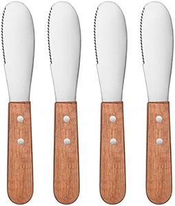 New Star Foodservice 43006 Wood Handle Butter Spreader, 7.5-Inch, Silver, Set of 4