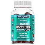 Happy Fibre (Inulin) Chicory Root Prebiotic Gummy | Mixed Berry Flavour | 60 Vegan Gummies | Zero Added Sugar | 3.8g Fibre | Gut Health and Digestive System Support by NUTRIGUMS®