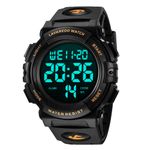 L LAVAREDO Mens Digital Watch Sports Military Watches Waterproof Outdoor Chronograph Wrist Watches for Men with LED Back Ligh/Alarm/Date, 11-Gold-B, Chronograph,Digital