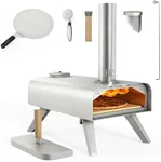 YITAHOME Wood Fired Pizza Oven Outdoor, 12" Portable Pellet Pizza Ovens with Pizza Peel & Pizza Cutter, Woodfire Pizza Maker for Outside Kitchen Cooking Stainless Steel Silver