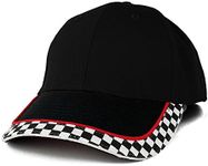 Racing Flag Low Profile Structured Cotton Twill Baseball Cap (One Size, Black)