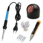 Digital Craft Electric Irons Soldering Temperature Adjustable Electric Iron Mini Handle Heat Pencil Electric Iron 60W,Tip Cleaner Ball,Detector Sensor Tester Pen