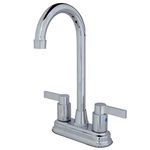 KINGSTON BRASS KB8491NDL 4-3/4" in Spout Reach Nuvo Fusion Two Handle 4" Centerset Bar Faucet, Polished Chrome