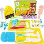 FUNGYAND 22 Piece Kids Cooking Set - Montessori Kitchen Tools with Safe Knives, Cutting Board, Cleaning Accessories and More Kitchen Accessories - Perfect Cooking Fun for Toddlers