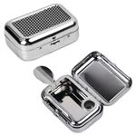 Emperoch Pocket Ashtray, Portable Mini Ashtray, Stainless Steel Ashtray Windproof Ashtray with lid for Home Office Patio Outdoor Car Travel Camping Picnic Hiking Beach Fishing Cigarette (Black)