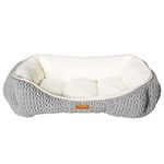 allpetsolutions Charlie Range Medium Dog Beds - Washable Bed for Puppy, Mid-Size Breed - Warm, Fluffy Knit, Non-Slip Bottom, Faux Lambskin Interior - Grey & Cream - 61x50x20cm