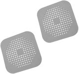 Square Drain Cover for Shower 5.7-inch TPR Drain Hair Catcher Flat Silicone Plug for Bathroom and Kitchen Grey/White Filter Shower Drain Protection Flat Strainer Stopper with Suction Cups (GREY)