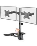 MOUNT PRO Dual Monitor Stand, Free-Standing Full Motion Monitor Desk Mount Fits 2 Screens up to 27 inches,17.6lbs with Height Adjustable, Swivel, Tilt, Rotation, VESA 75x75 100x100, Black