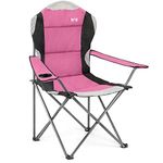 Trail High Back Folding Camping Chair, Luxury Padded Seat, Heavy Duty Tubular Steel, Cup Holder Armrest, Lightweight Portable, Outdoor Garden, Carry Bag