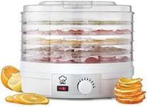 MisterChef® Professional Food Dehydrator, 250W White Color Large 5 Trays – Easy Clean – Easy to use Adjustable Thermostat - BPA Free – Perfect for healthy Snacks, Free 2 Year Warranty