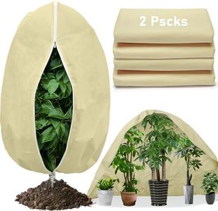 GonLei 2Pack Winter Large Plant Covers Freeze Protection 78.7" X98.4" Frost Cloths Plant Freeze Protection Tree Potted Frost Blankets for Outdoor Plants 2.1oz/yd² with Zipper Drawstring Beige