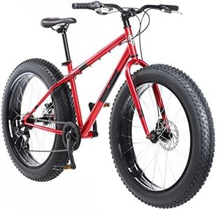 Mongoose Dolomite Fat Tire Mountain Bike, For Men and Women, 26 Inch Wheels, 4 Inch Wide Knobby Tires, 7-Speed, Adult Steel Frame, Front and Rear Brakes, Red