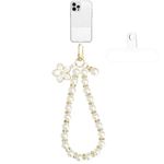 BERITNI Beaded Phone Charm, Pearl Cell Phone Wrist Strap, Hands-Free Wrist Phone Lanyard, Cute Aesthetic Chain, Phone Wristlet Bracelet Women Girl for Phone Accessories Keychain, White