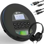 KLIM Nomad with Headset - New Version - Portable CD Player Walkman with Long-Lasting Battery - Radio FM - Compatible MP3 CD Player Portable - TF Card Radio FM Bluetooth - Ideal for Cars - Black