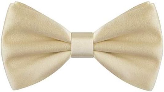 Bow Tie House Real Silk Classic Pre-Tied Bow Tie Formal Solid Tuxedo (Large, Ivory)