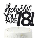 veegood 18 Birthday Cake Toppers-Black Glitter, Funny 18th Cake Topper for Men,18 Cake Topper For Women, 18th birthday decorations,18th Birthday Cake Topper Eighteen