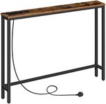 HOOBRO Slim Console Table with Charging Station, Hallway Table with USB Ports and Power Outlets, 100 cm Long, Narrow Sofa/Behind Couch Table for Entryway, Small Spaces, Rustic Brown EBF51KXG01