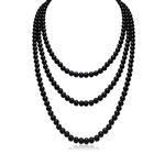 3Pcs Layered Pearl Necklace for Women White Pearl Beaded Necklace Multilayer Black Beaded Necklaces for Brides Christmas Gifts Black