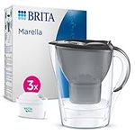 BRITA Marella Water Filter Jug Starter Pack - Graphite (2.4L) incl. 3x MAXTRA PRO All-in-1 cartridge - fridge-fitting jug with digital LTI and Flip-Lid - now in sustainable Smart Box packaging