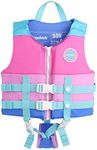 Gogokids Toddler Swim Vest, Kids Floaties for Boys Girls 20-30-40-50-60-70 pounds, Float Jacket with Adjustable Safety Strap, Pool Floation Swimwear for Children, Age 1-9 Years, Pink, M