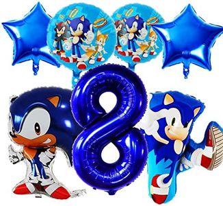 Sonic the hedgehog Balloons for Boys Birthday Decoration, Sonic Party Supplies Birthday Helium Balloons 32” Party Balloons for Kids, Baby Shower, Backdrop Decor (With Number 8)