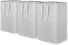 Lifewit Laundry Hamper, 24" Tall Collapsible Clothes Hamper Large Capacity Basket with Extended Handles for Storage Clothes Toys in Bedroom, Bathroom, Grey, 3 Pack